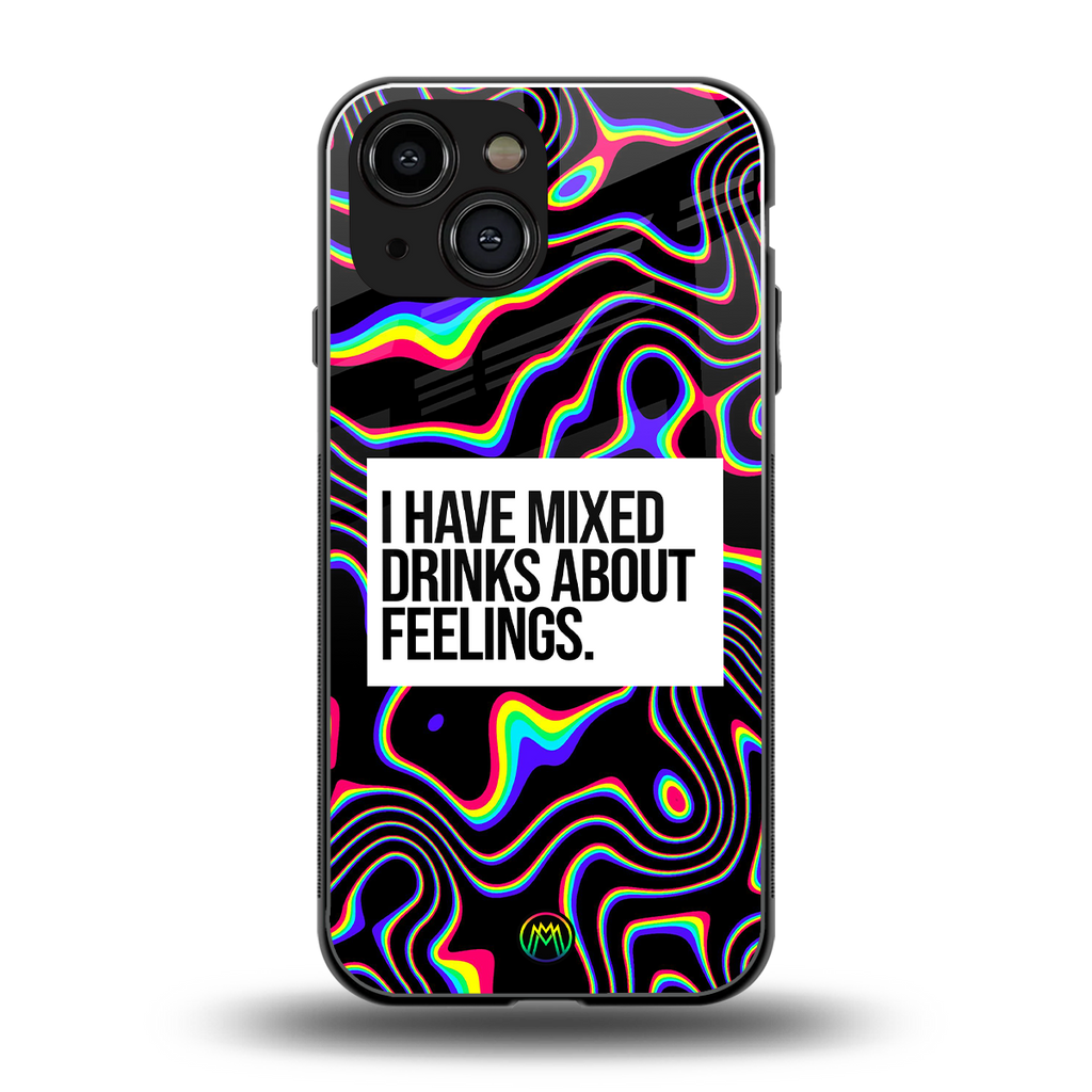 mixed emotions back phone cover | glass case for iphone 13 mini