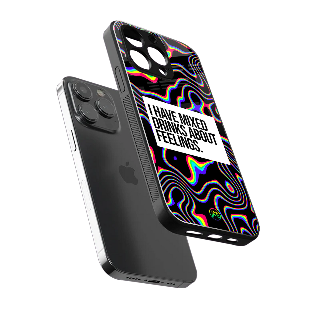 mixed emotions back phone cover | glass case for iphone 13 pro max