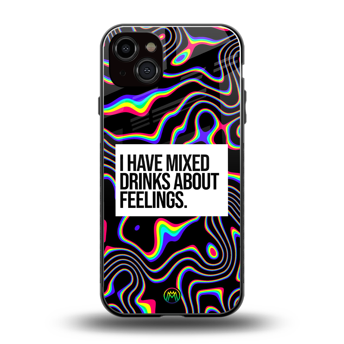 mixed emotions back phone cover | glass case for iphone 15 plus