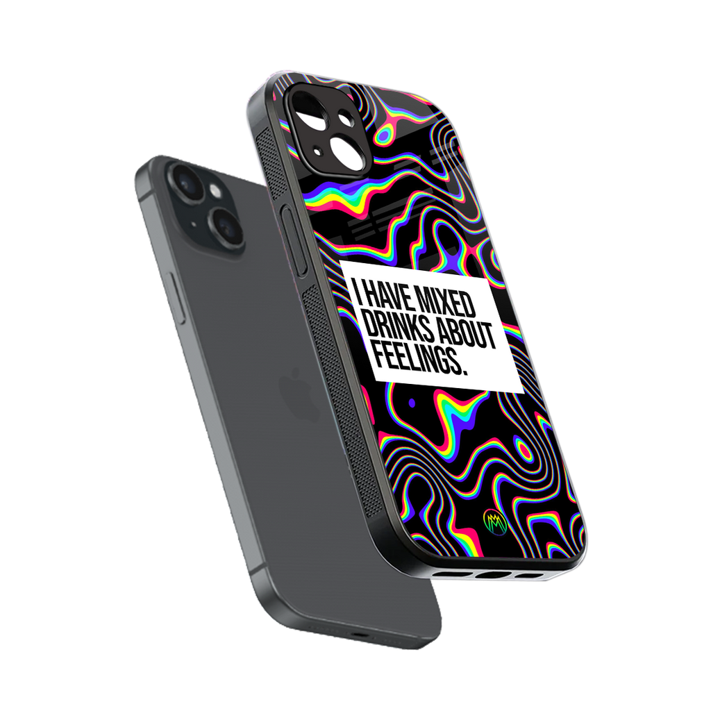 mixed emotions back phone cover | glass case for iphone 15 plus