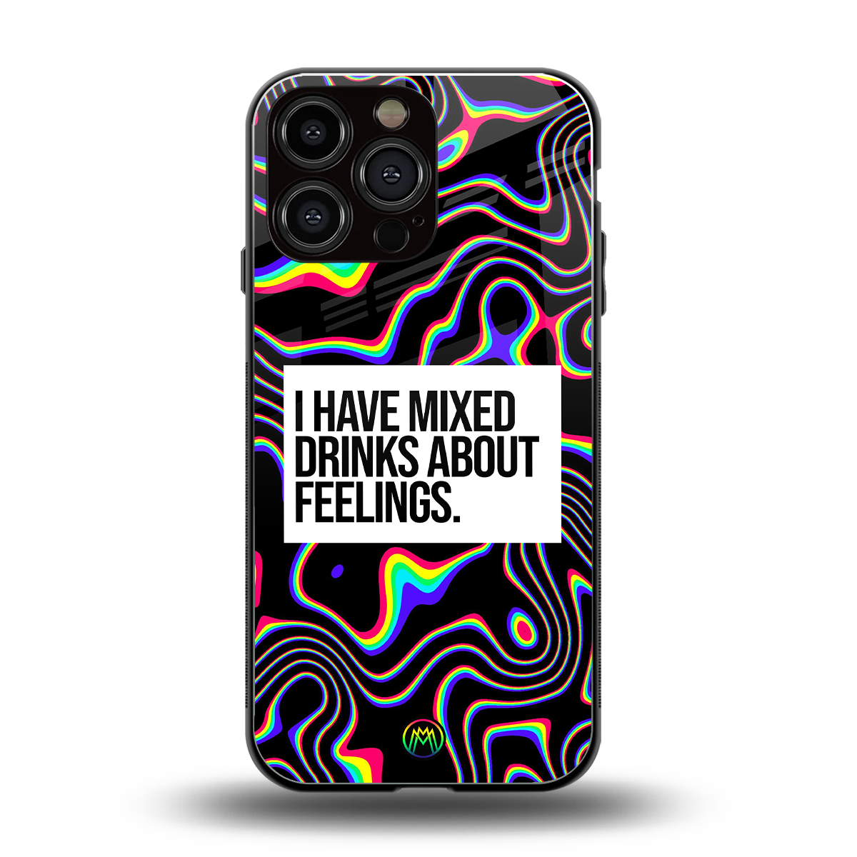 mixed emotions back phone cover | glass case for iphone 15 pro max