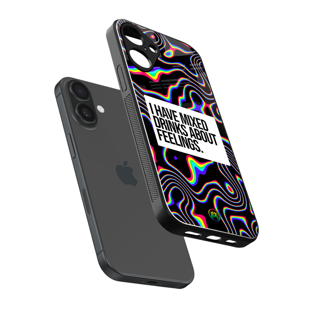 mixed emotions back phone cover | glass case for iphone 16 plus