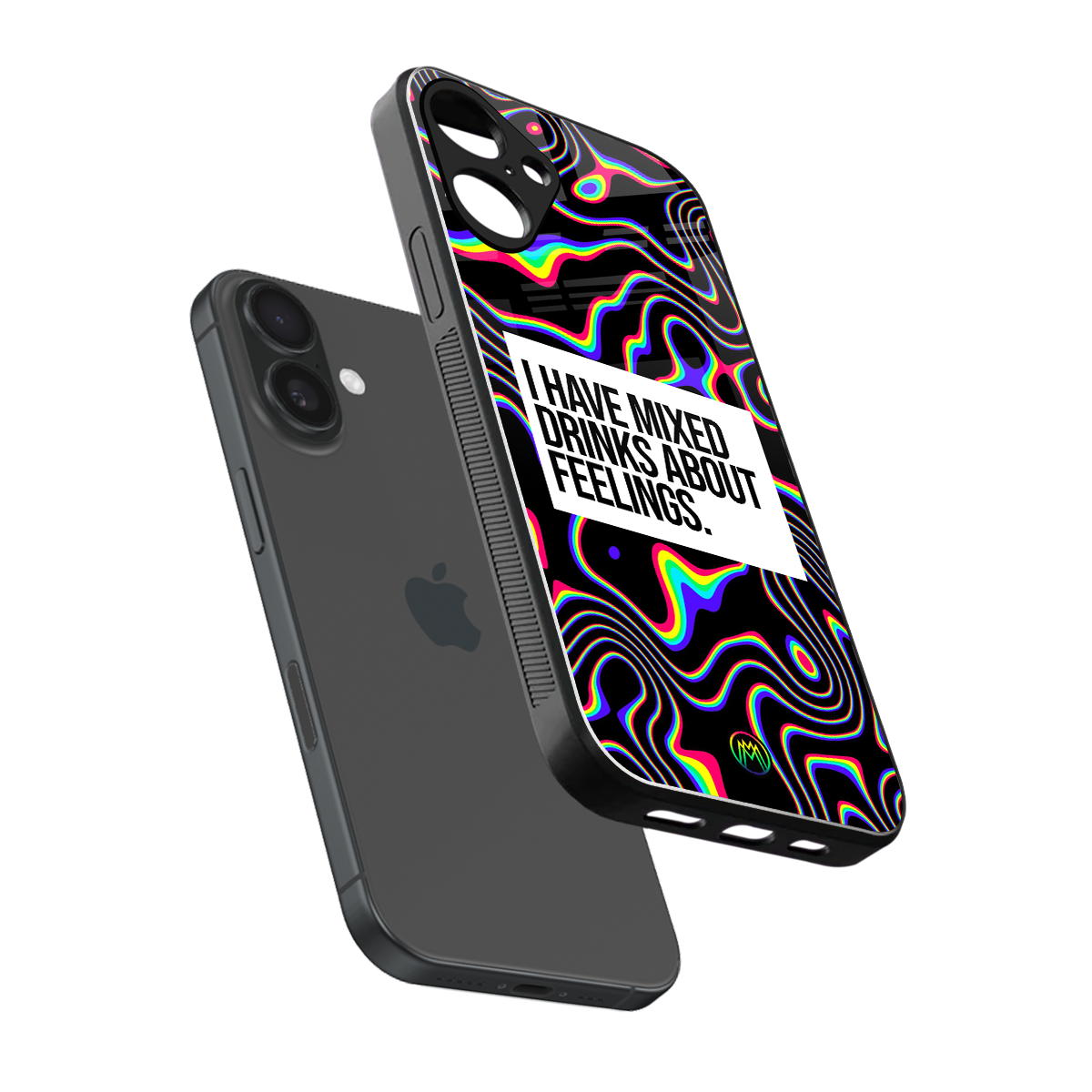 mixed emotions back phone cover | glass case for iphone 16 plus