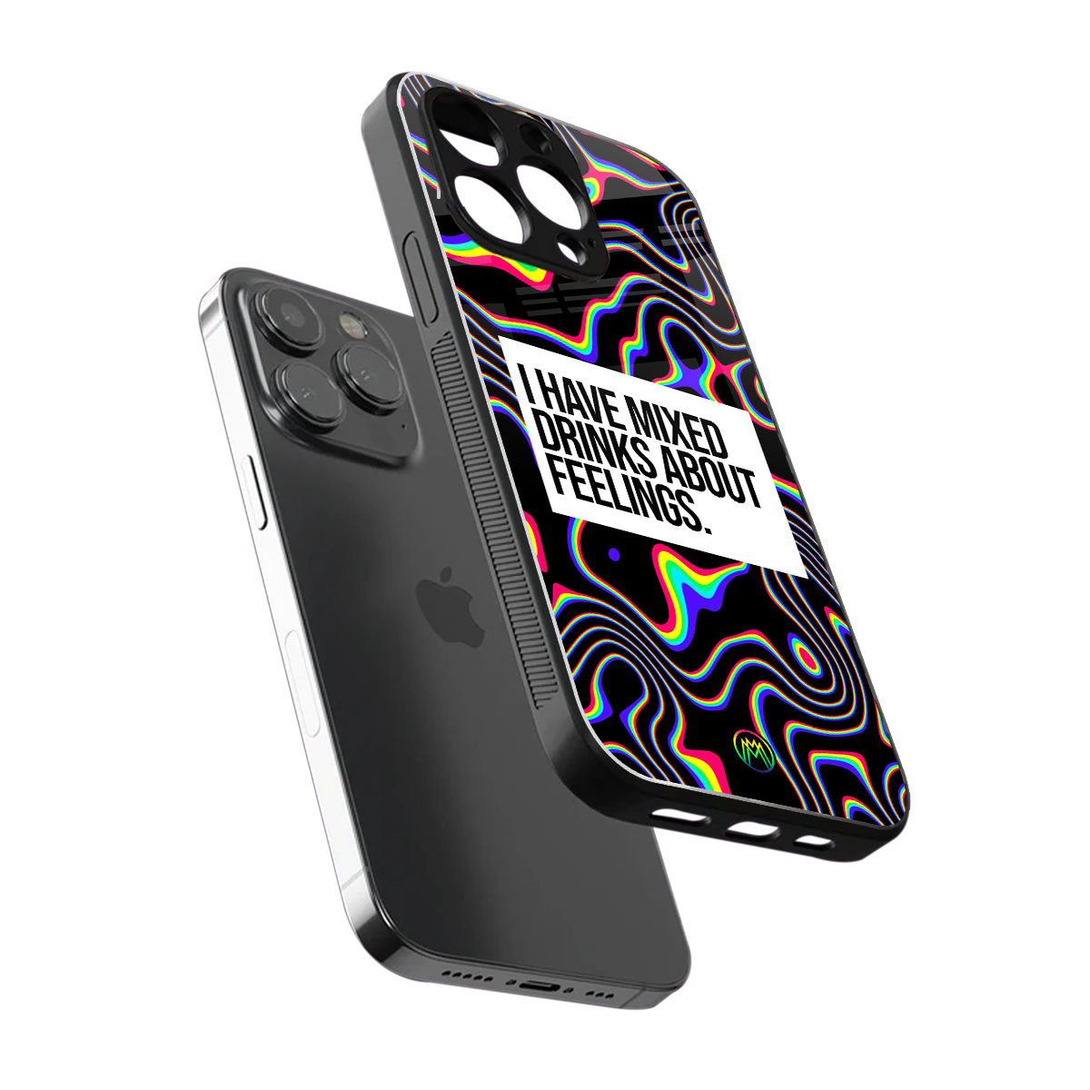 mixed emotions back phone cover | glass case for iphone 16 pro max