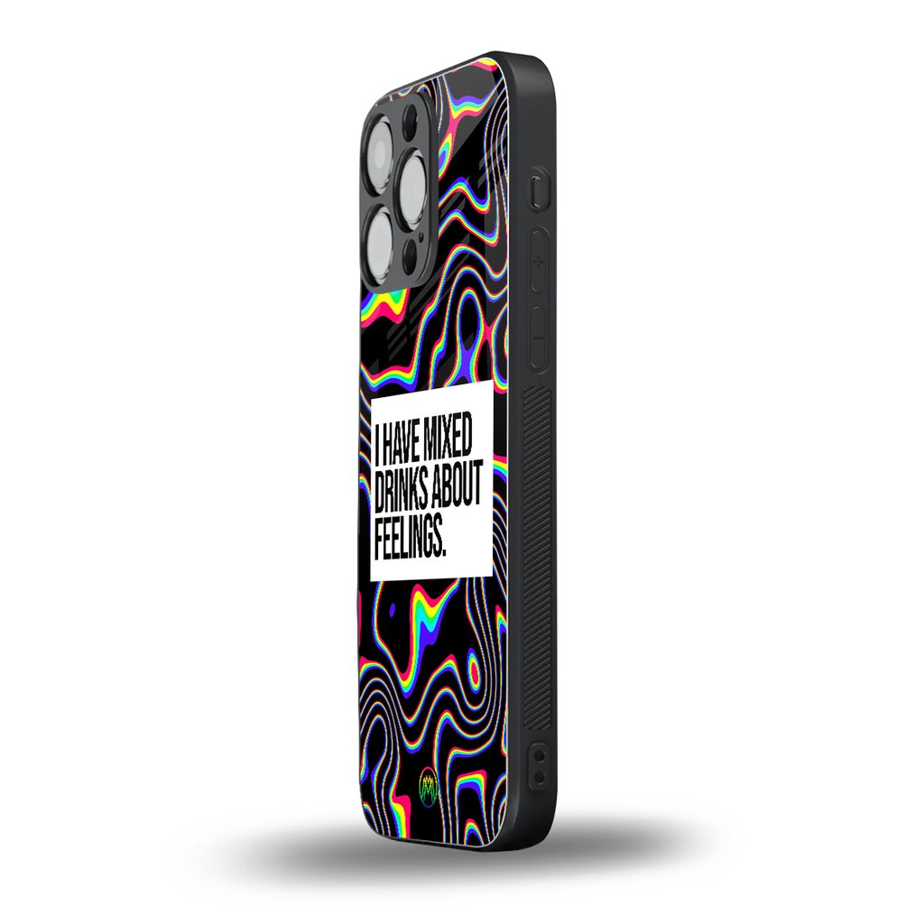 mixed emotions back phone cover | glass case for iphone 16 pro max