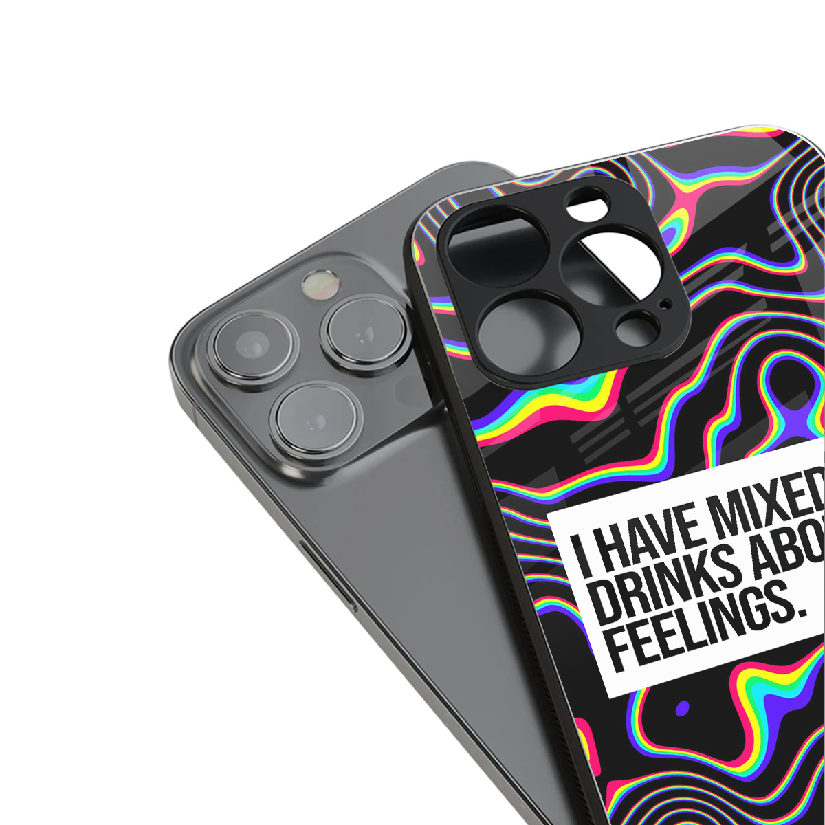 mixed emotions back phone cover | glass case for iphone 13 pro max