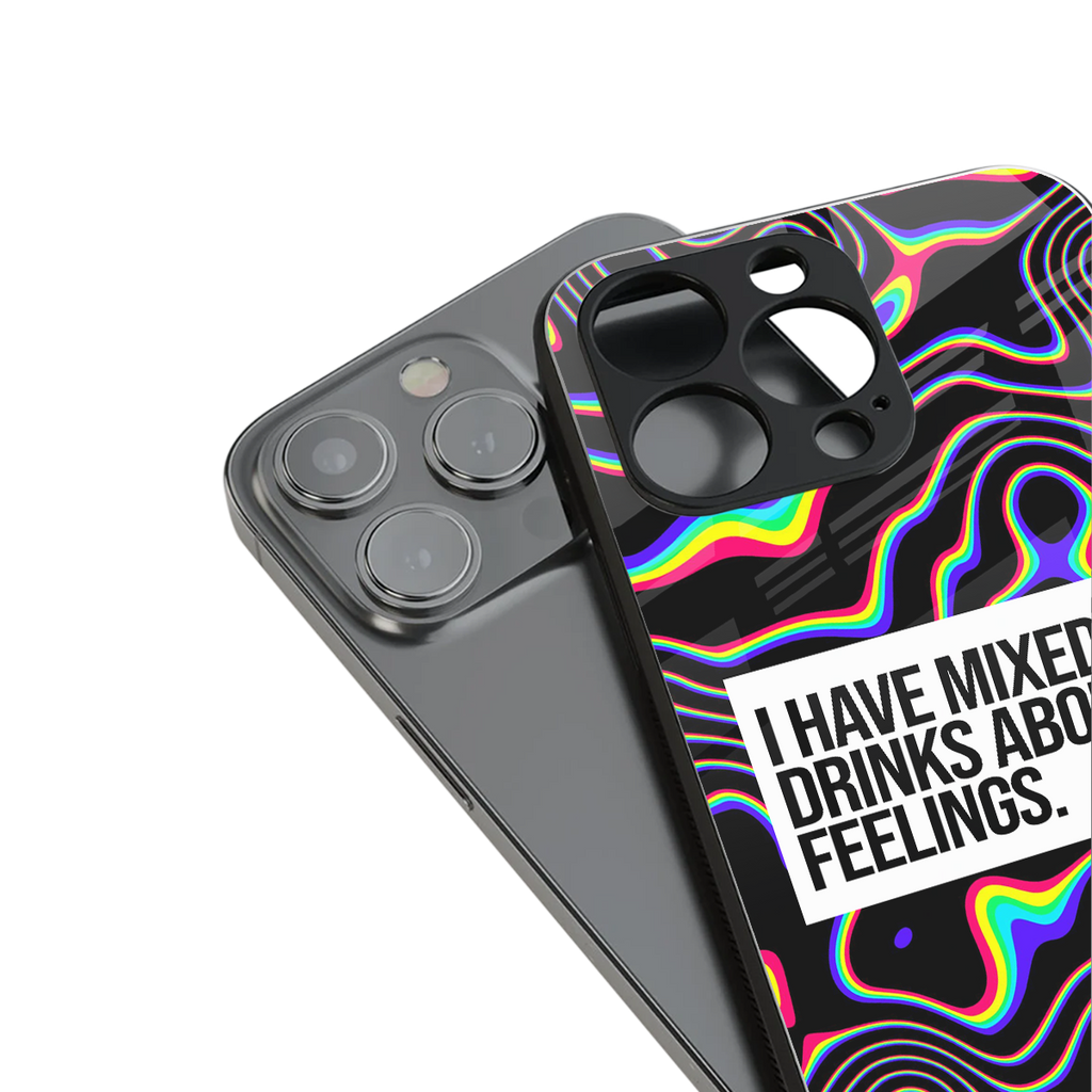 mixed emotions back phone cover | glass case for iphone 16 pro max