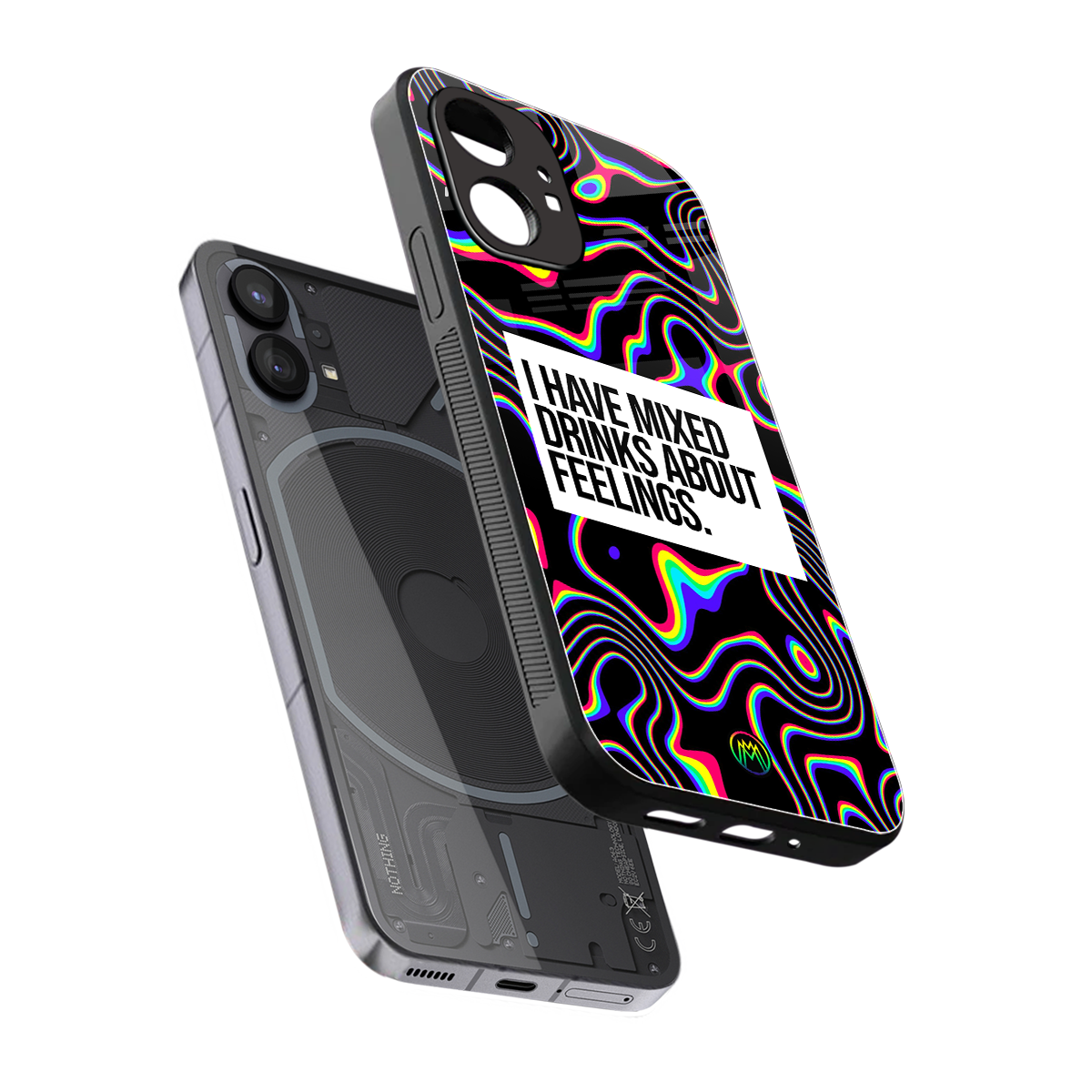 mixed emotions back phone cover | glass case for nothing phone 1
