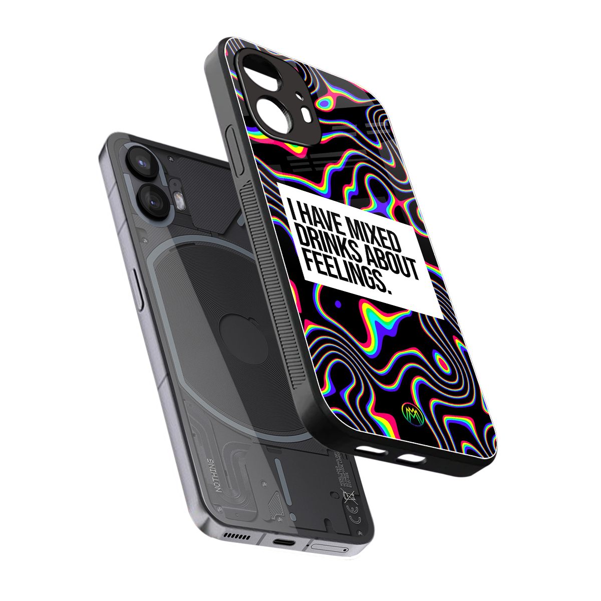 mixed emotions back phone cover | glass case for nothing phone 2