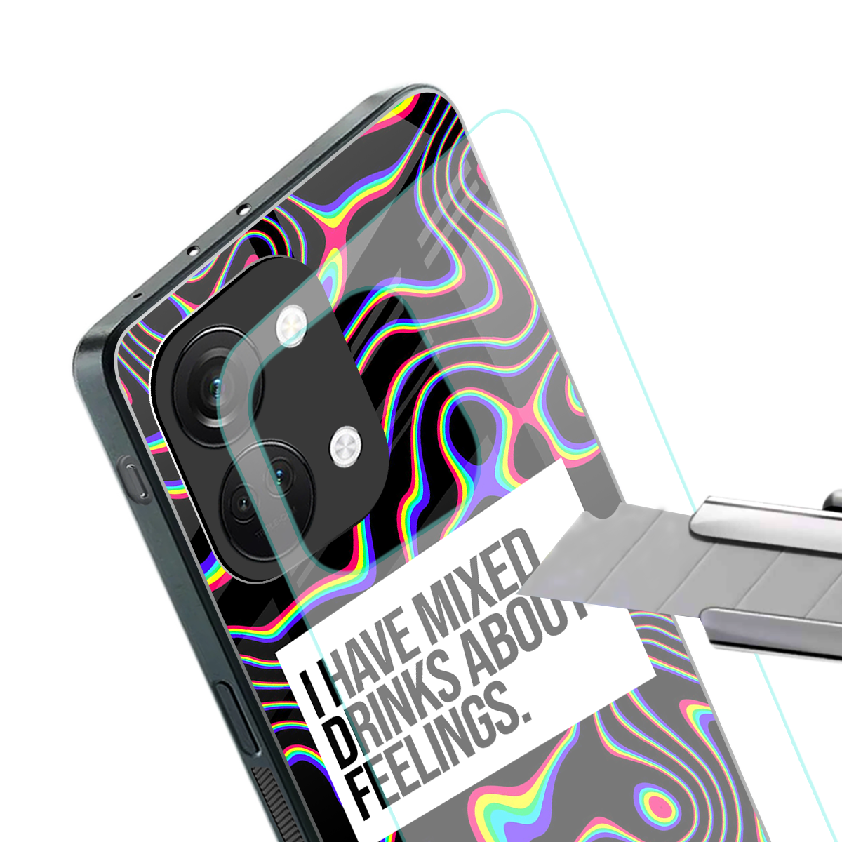 mixed emotions back phone cover | glass case for oneplus nord 3