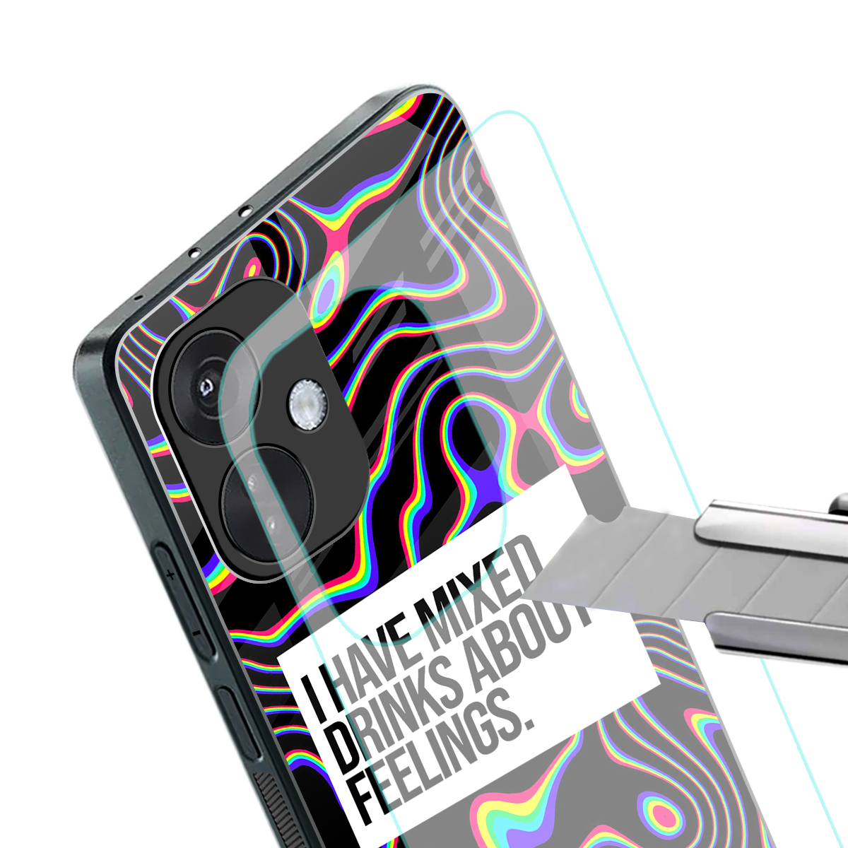 mixed emotions back phone cover | glass case for oneplus nord ce 3