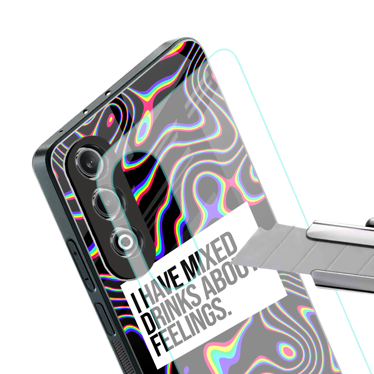 mixed emotions back phone cover | glass case for oneplus nord ce 4