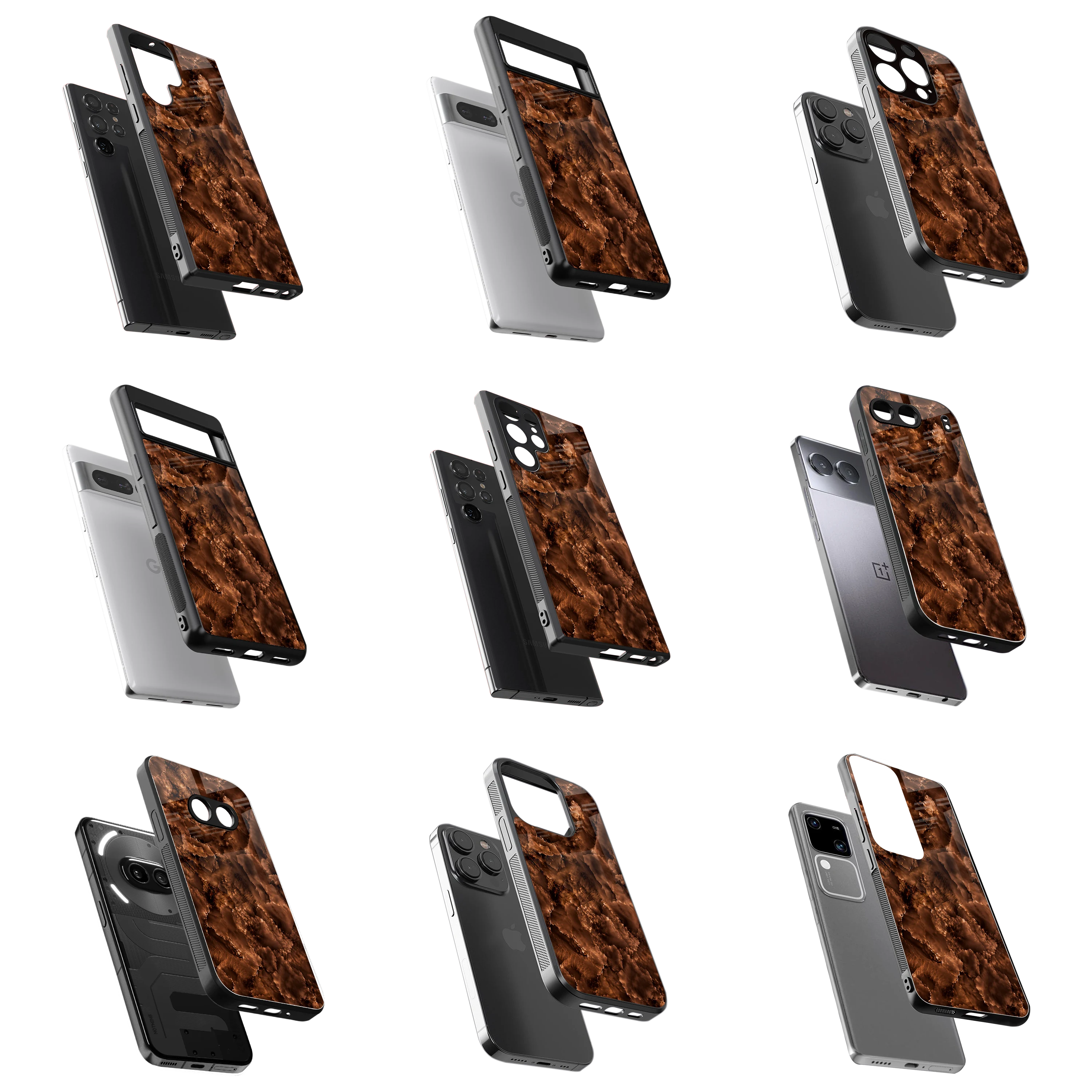Durable Glass Back Mobile Case for iPhone, Samsung, OnePlus, Google Pixel, Redmi, Vivo, Oppo