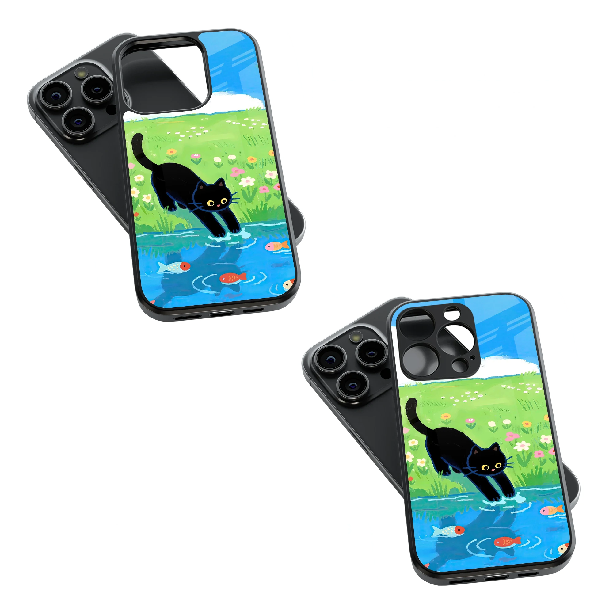 Trendy Glass Back Mobile Case for iPhone, Samsung, Redmi, OnePlus, Google Pixel, Motorola