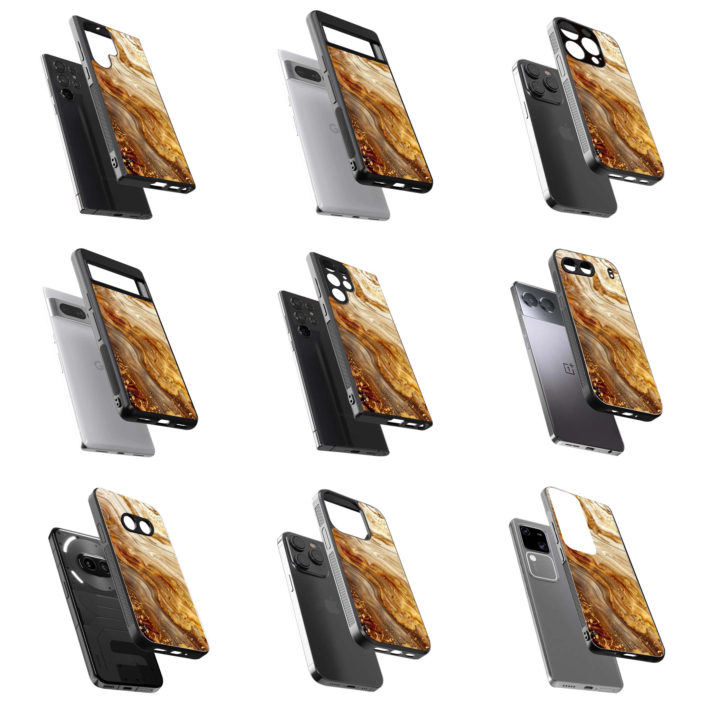 Durable Glass Back Mobile Case for iPhone, Samsung, OnePlus, Google Pixel, Redmi, Vivo, Oppo