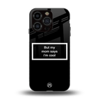 mom says i'm cool black back phone cover | glass case for iphone 13 pro