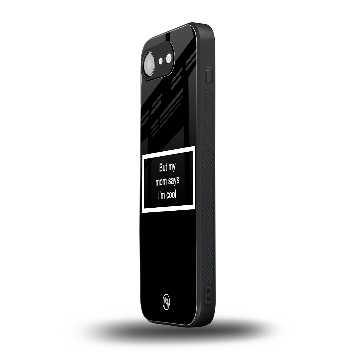 mom says i'm cool black back phone cover | glass case for iphone 16e