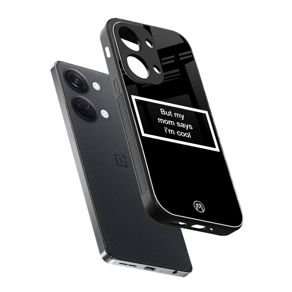mom says i'm cool black back phone cover | glass case for oneplus nord 3
