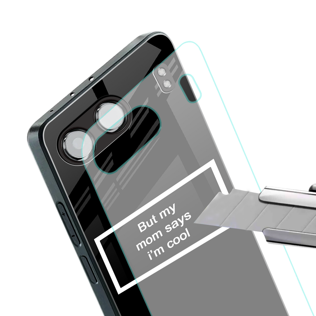 mom says i'm cool black back phone cover | glass case for oneplus nord 4