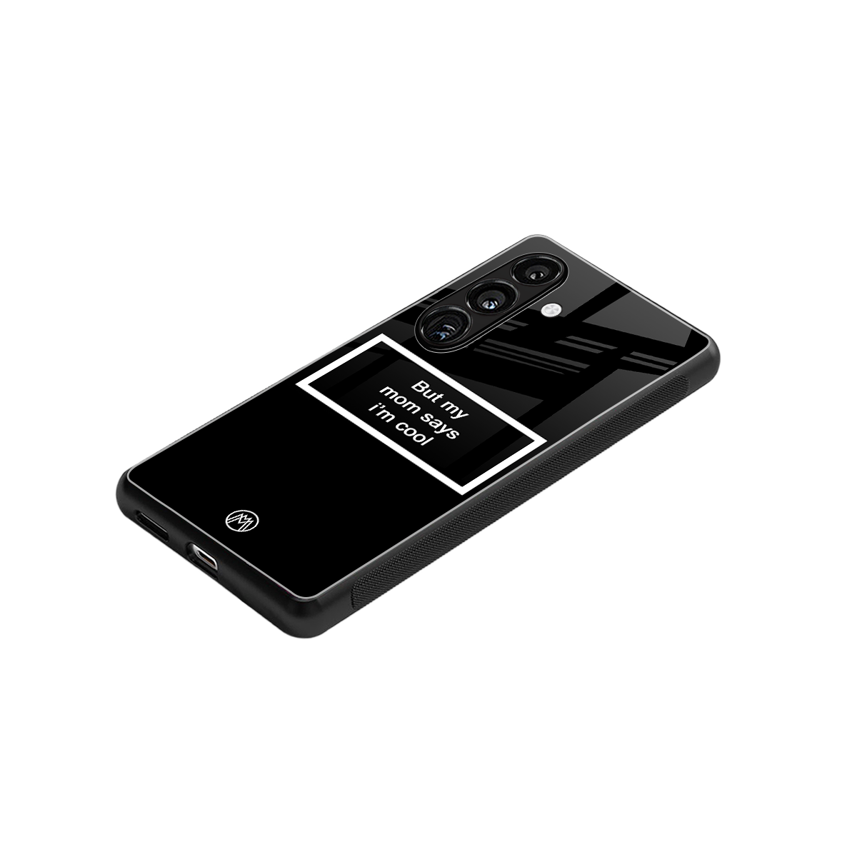 mom says i'm cool black back phone cover | glass case for samsung galaxy s23 fe