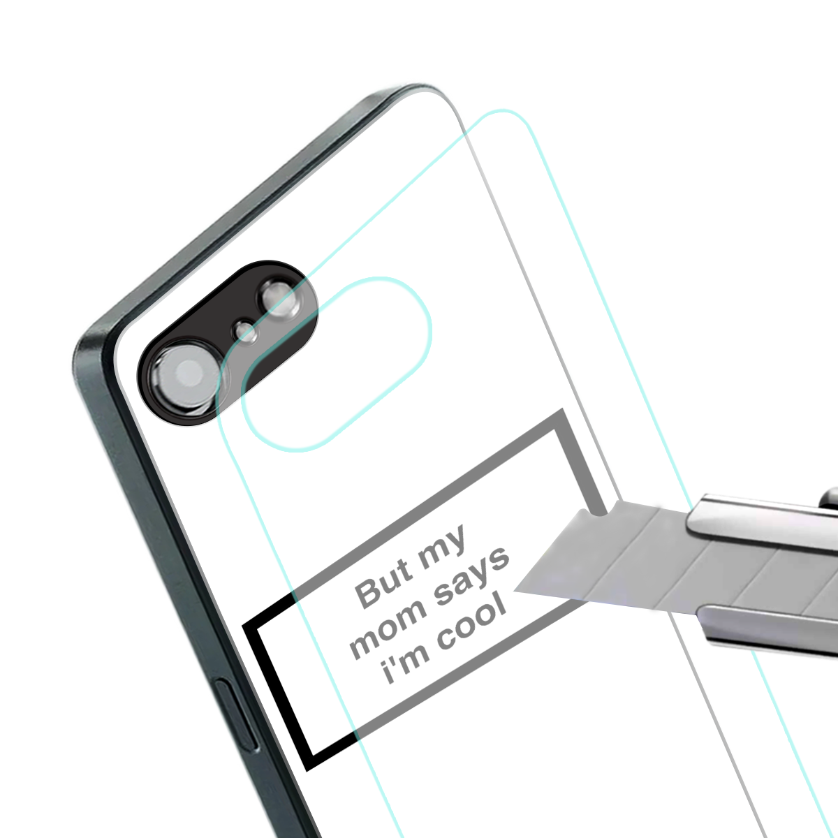 mom says i'm cool white back phone cover | glass case for iphone 16e