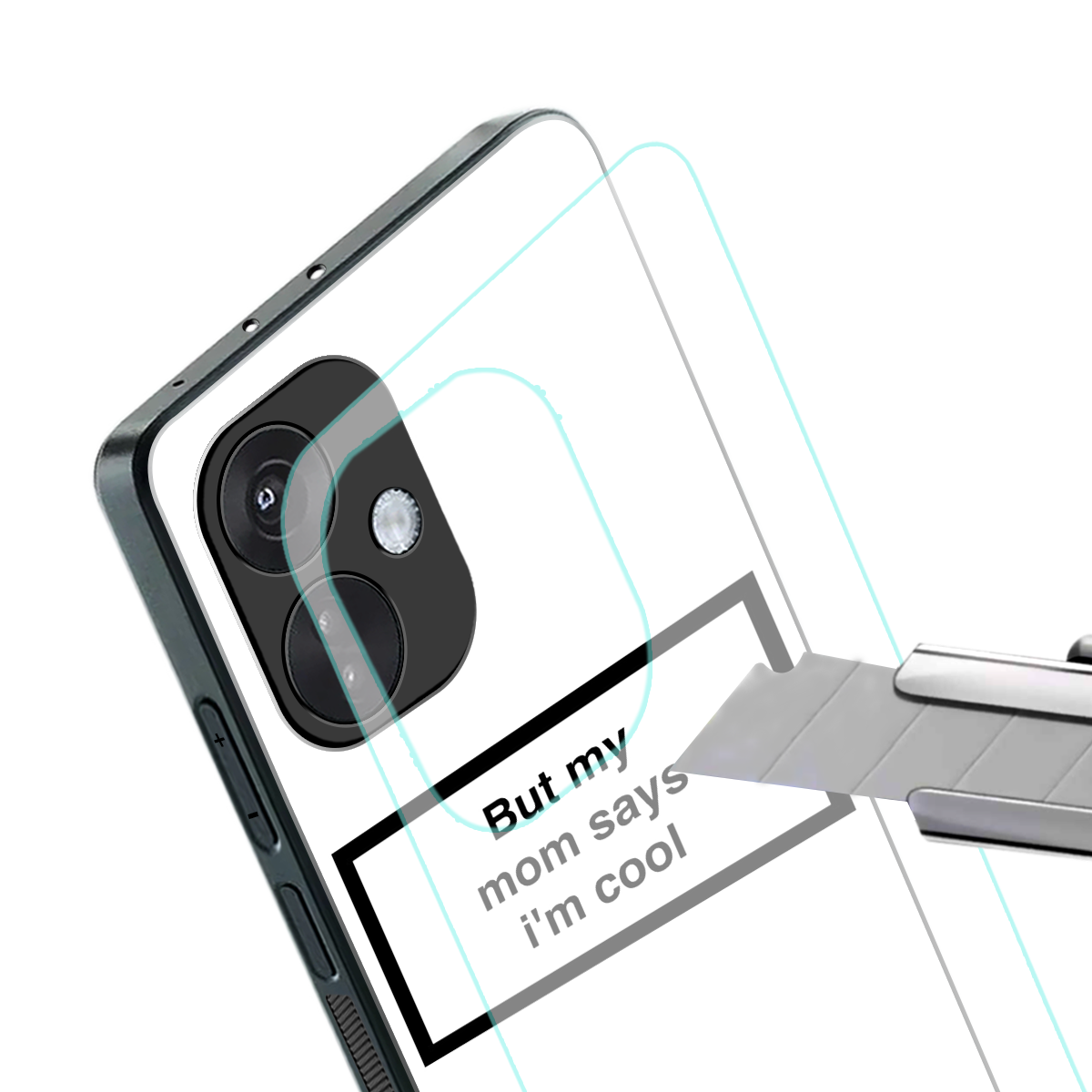 mom says i'm cool white back phone cover | glass case for oneplus nord ce 3