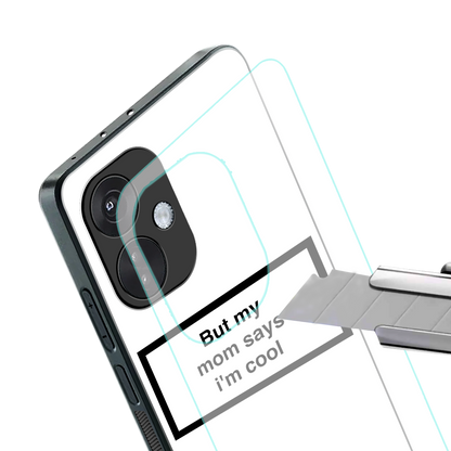 mom says i'm cool white back phone cover | glass case for oneplus nord ce 3