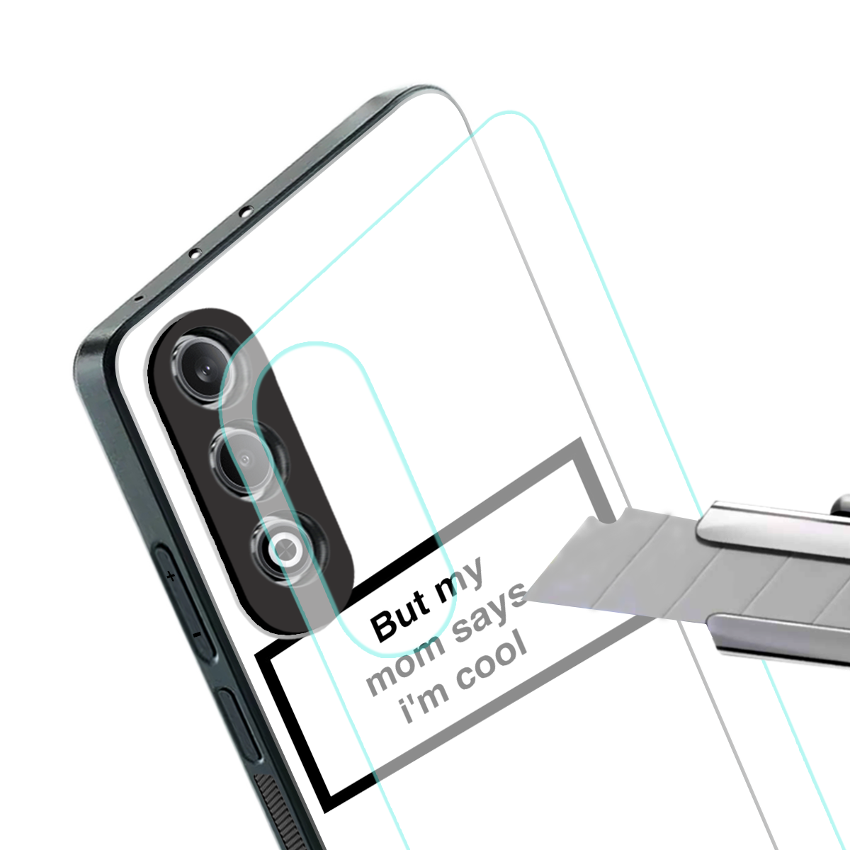 mom says i'm cool white back phone cover | glass case for oneplus nord ce 4