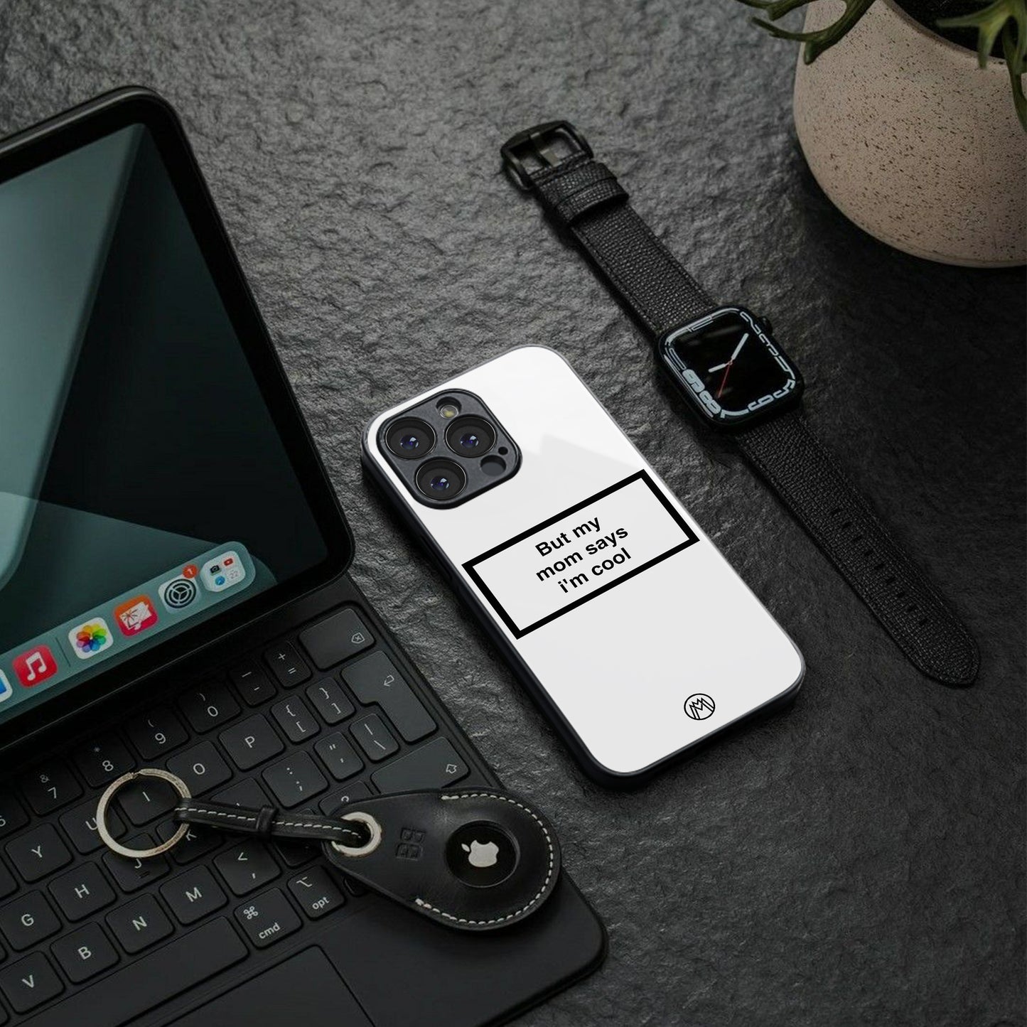 mom says i'm cool white back phone cover | glass case for Google Pixel 8