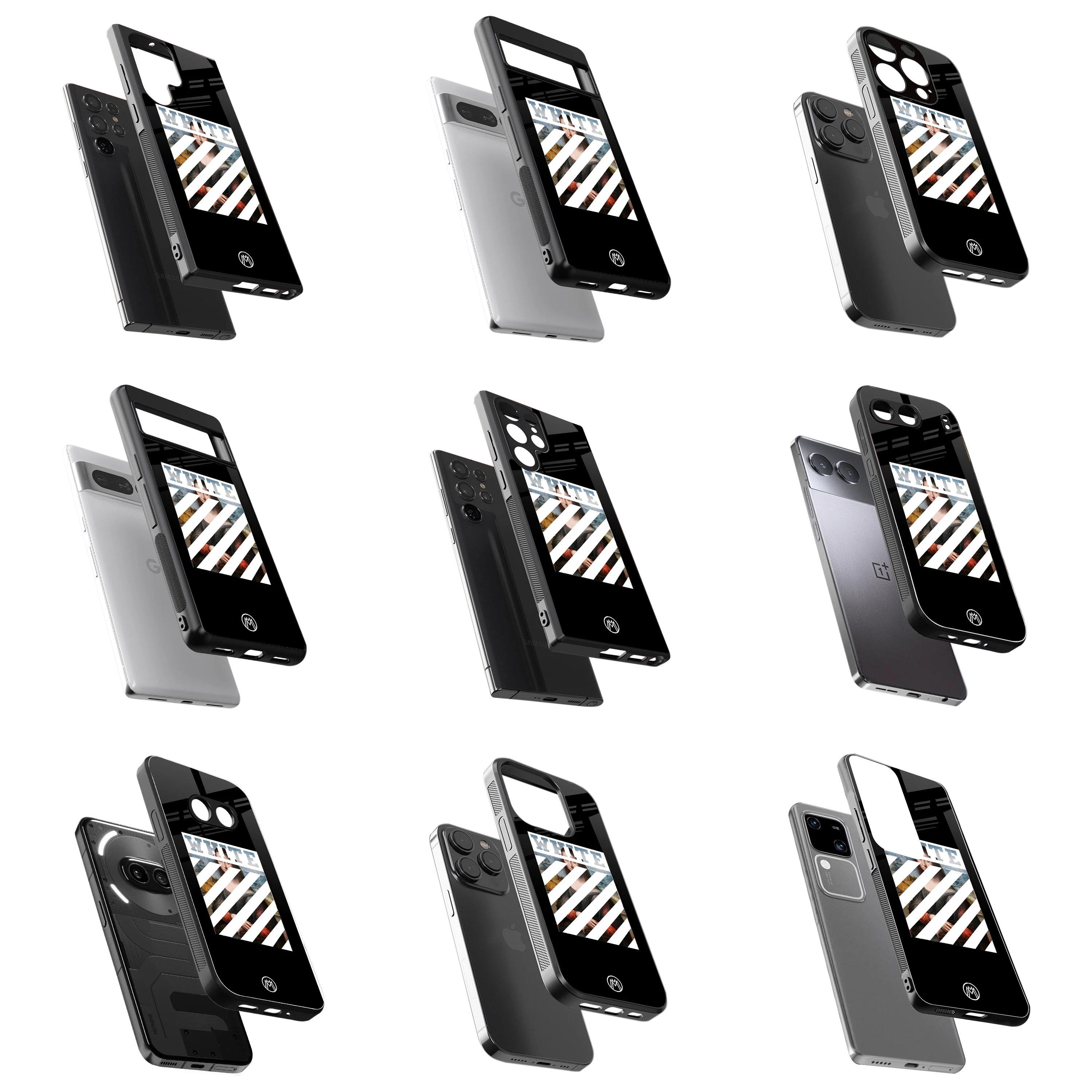 Durable Glass Back Mobile Case for iPhone, Samsung, OnePlus, Google Pixel, Redmi, Vivo, Oppo