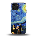 mona lisa starry night back phone cover | glass case for iphone 13 mini