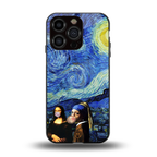 mona lisa starry night back phone cover | glass case for iphone 13 pro