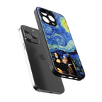 mona lisa starry night back phone cover | glass case for iphone 13 pro