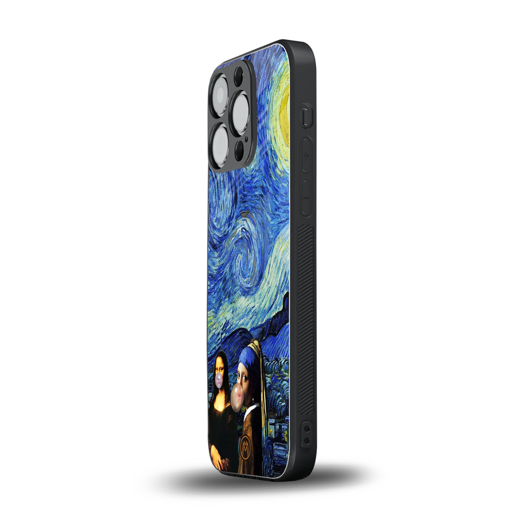 mona lisa starry night back phone cover | glass case for iphone 13 pro