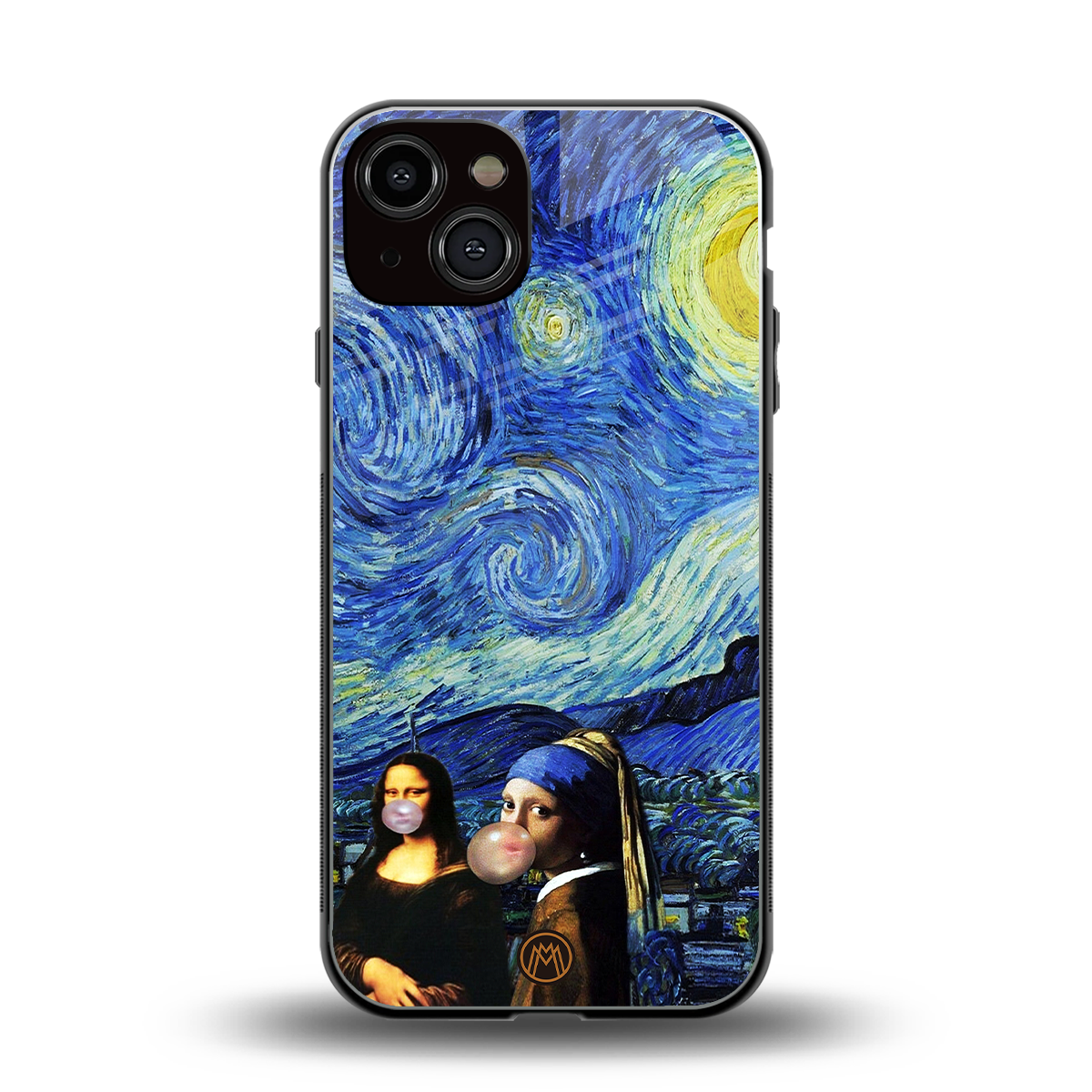 mona lisa starry night back phone cover | glass case for iphone 13