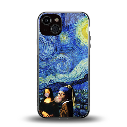 mona lisa starry night back phone cover | glass case for iphone 13