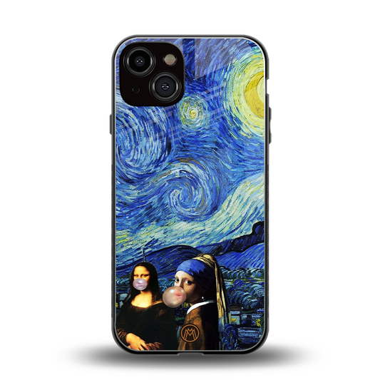 mona lisa starry night back phone cover | glass case for iphone 13
