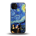 mona lisa starry night back phone cover | glass case for iphone 15 plus