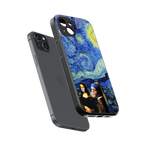 mona lisa starry night back phone cover | glass case for iphone 14 plus