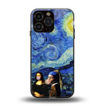 mona lisa starry night back phone cover | glass case for iphone 14 pro max