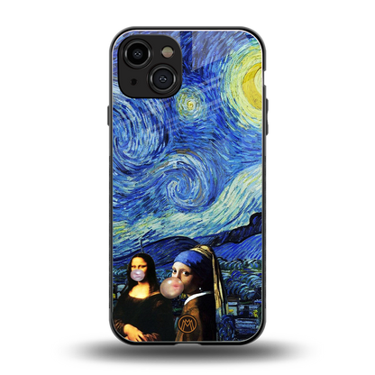 mona lisa starry night back phone cover | glass case for iphone 14
