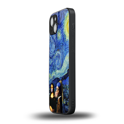 mona lisa starry night back phone cover | glass case for iphone 14