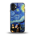 mona lisa starry night back phone cover | glass case for iphone 16 plus