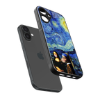 mona lisa starry night back phone cover | glass case for iphone 16 plus