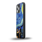 mona lisa starry night back phone cover | glass case for iphone 16 pro max