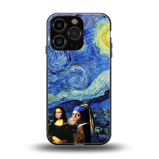 mona lisa starry night back phone cover | glass case for iphone 16 pro