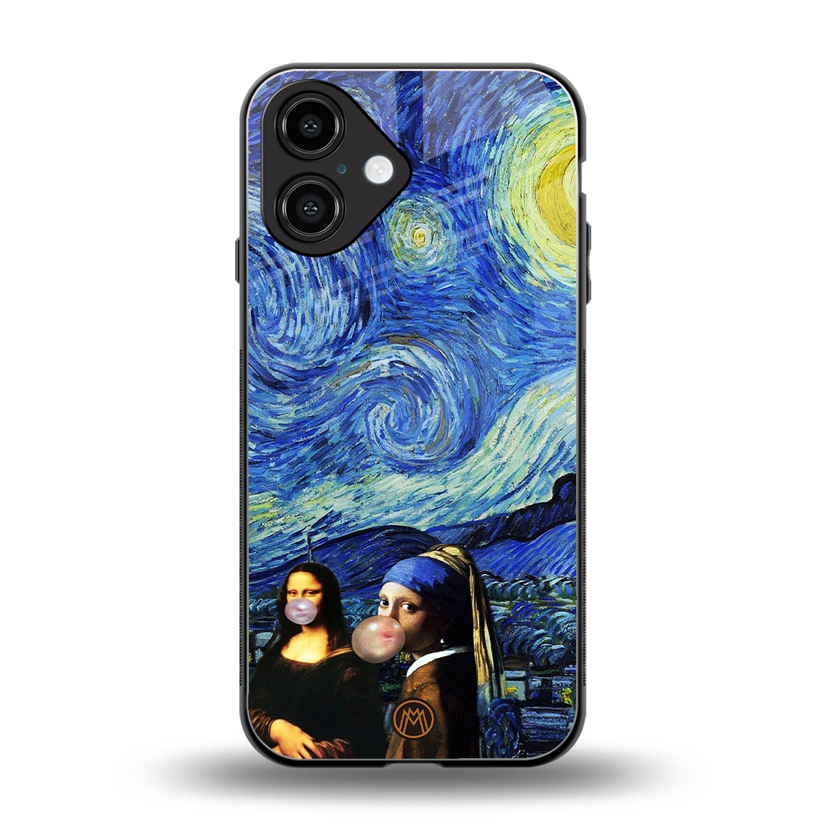 mona lisa starry night back phone cover | glass case for iphone 16