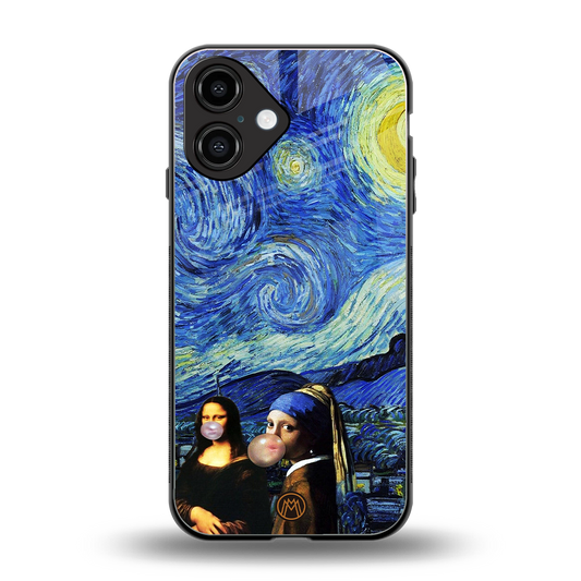 mona lisa starry night back phone cover | glass case for iphone 16