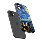 mona lisa starry night back phone cover | glass case for iphone 16