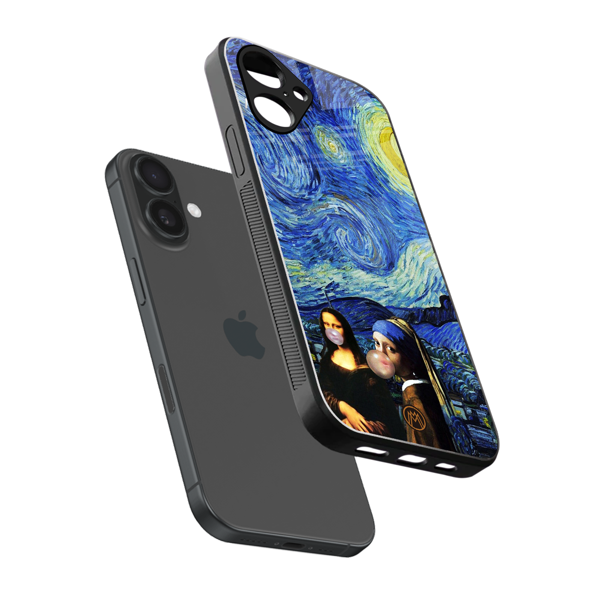 mona lisa starry night back phone cover | glass case for iphone 16